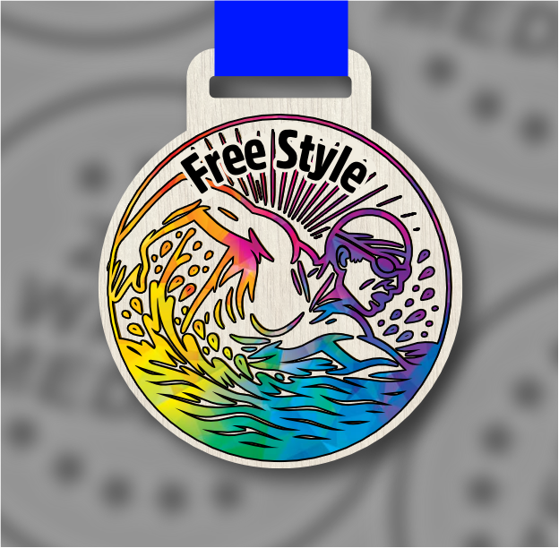 Wooden Colour Freestyle Medal – 65mm Sustainable Design, Made in the UK