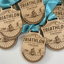 Load image into Gallery viewer, Triathlon Medal - Wave Design
