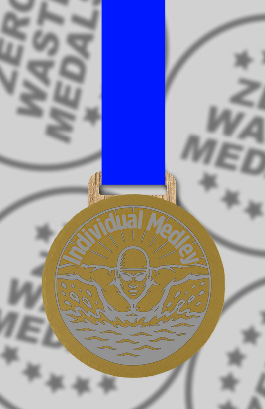 Slate Engraved Individual Medley Medal – 75mm Sustainable Design, Made in the UK