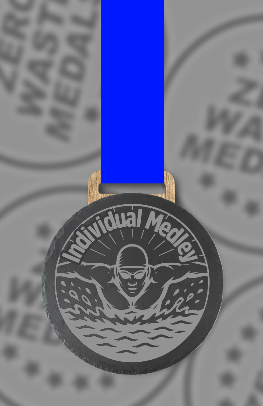 Slate Engraved Individual Medley Medal – 75mm Sustainable Design, Made in the UK