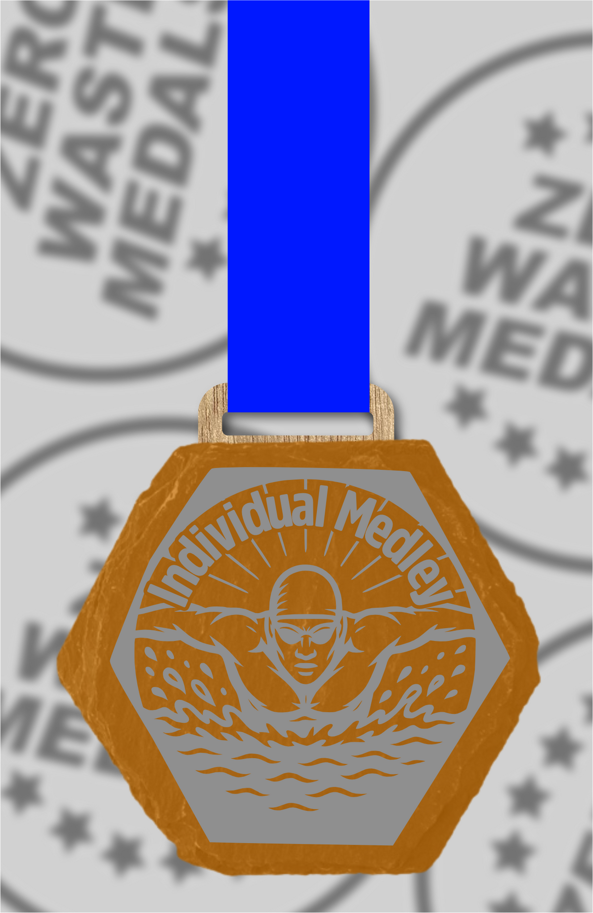 Slate Engraved Individual Medley Medal – 75mm Sustainable Design, Made in the UK