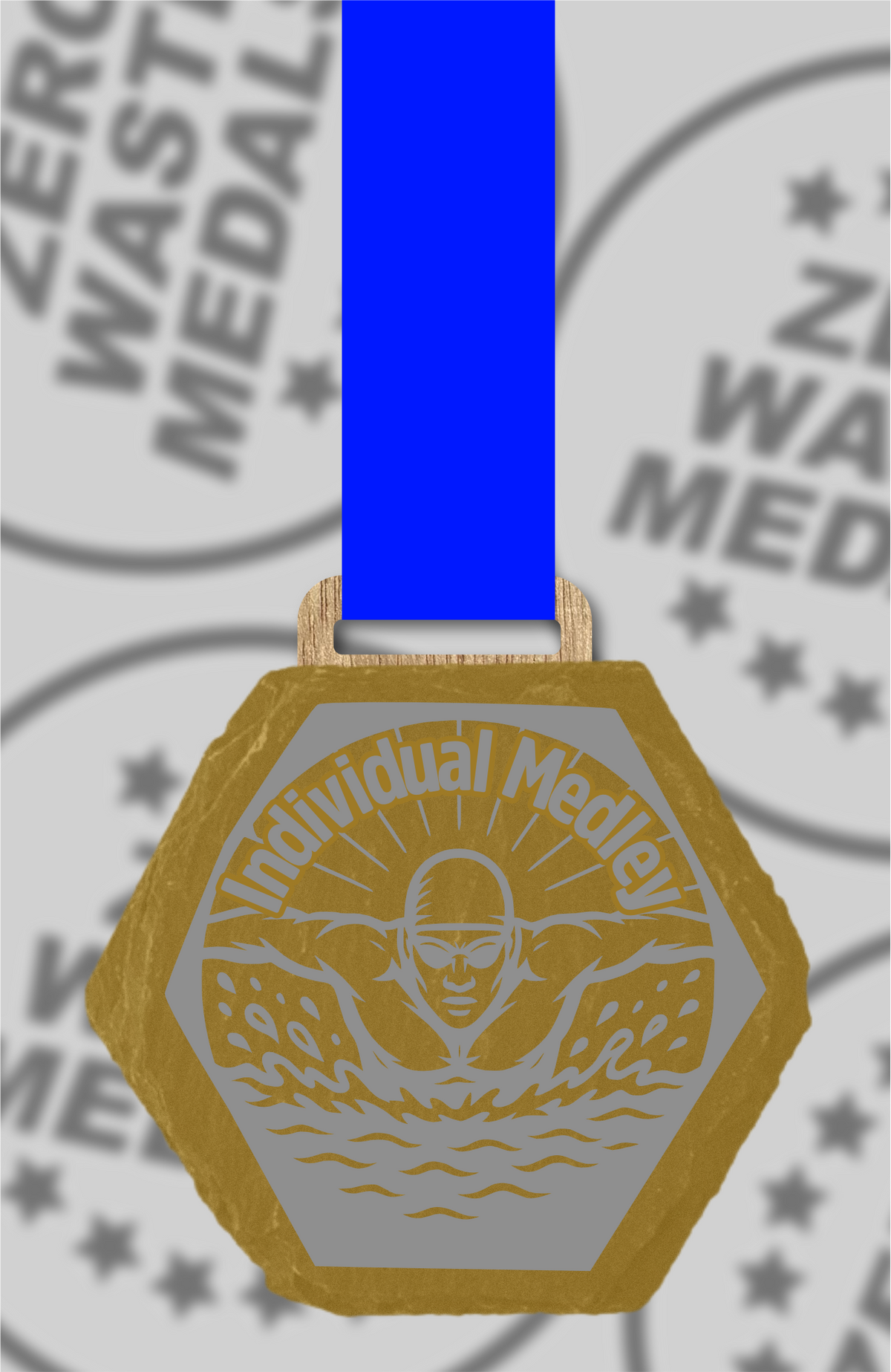 Slate Engraved Individual Medley Medal – 75mm Sustainable Design, Made in the UK