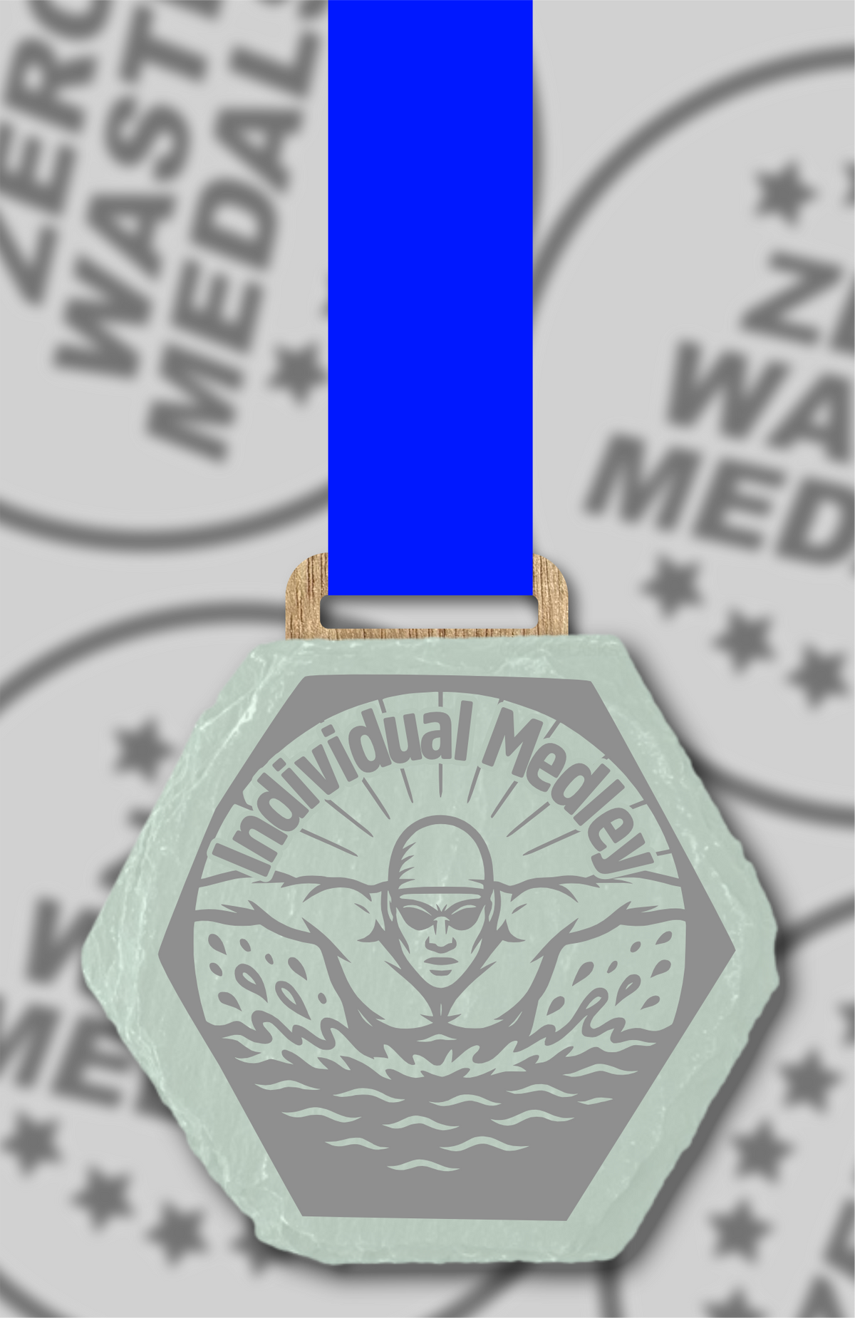Slate Engraved Individual Medley Medal – 75mm Sustainable Design, Made in the UK