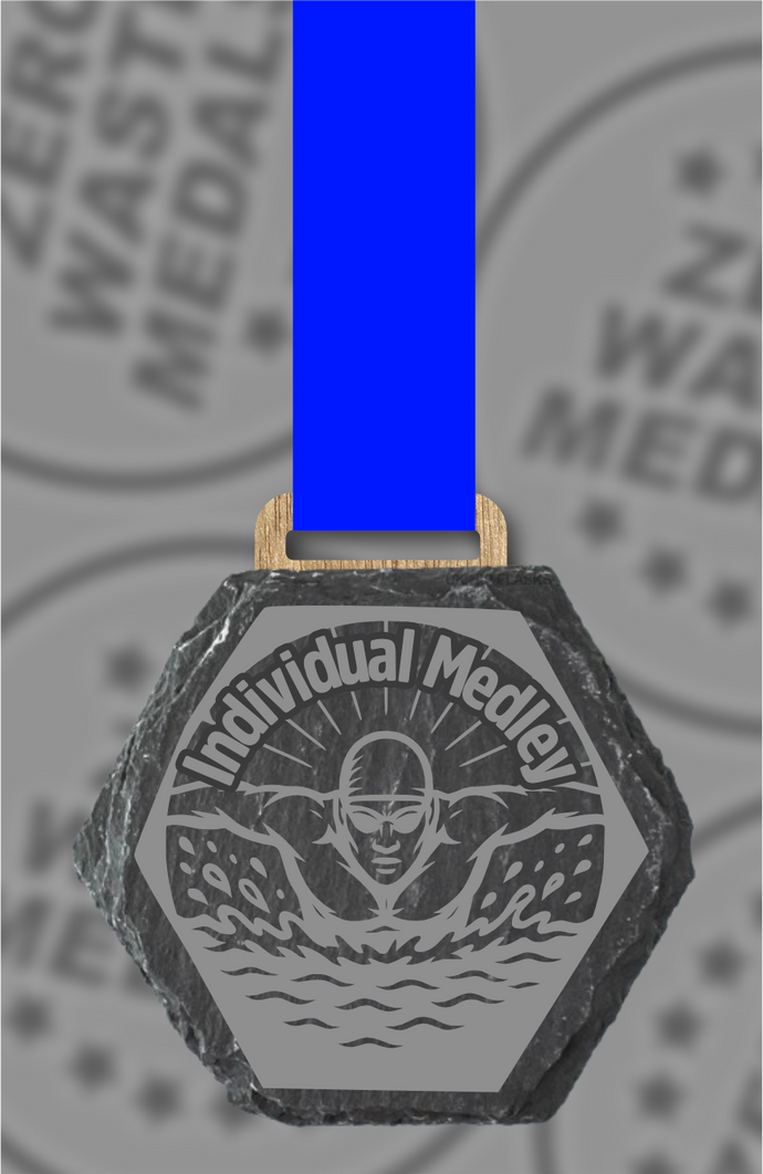 Slate Engraved Individual Medley Medal – 75mm Sustainable Design, Made in the UK