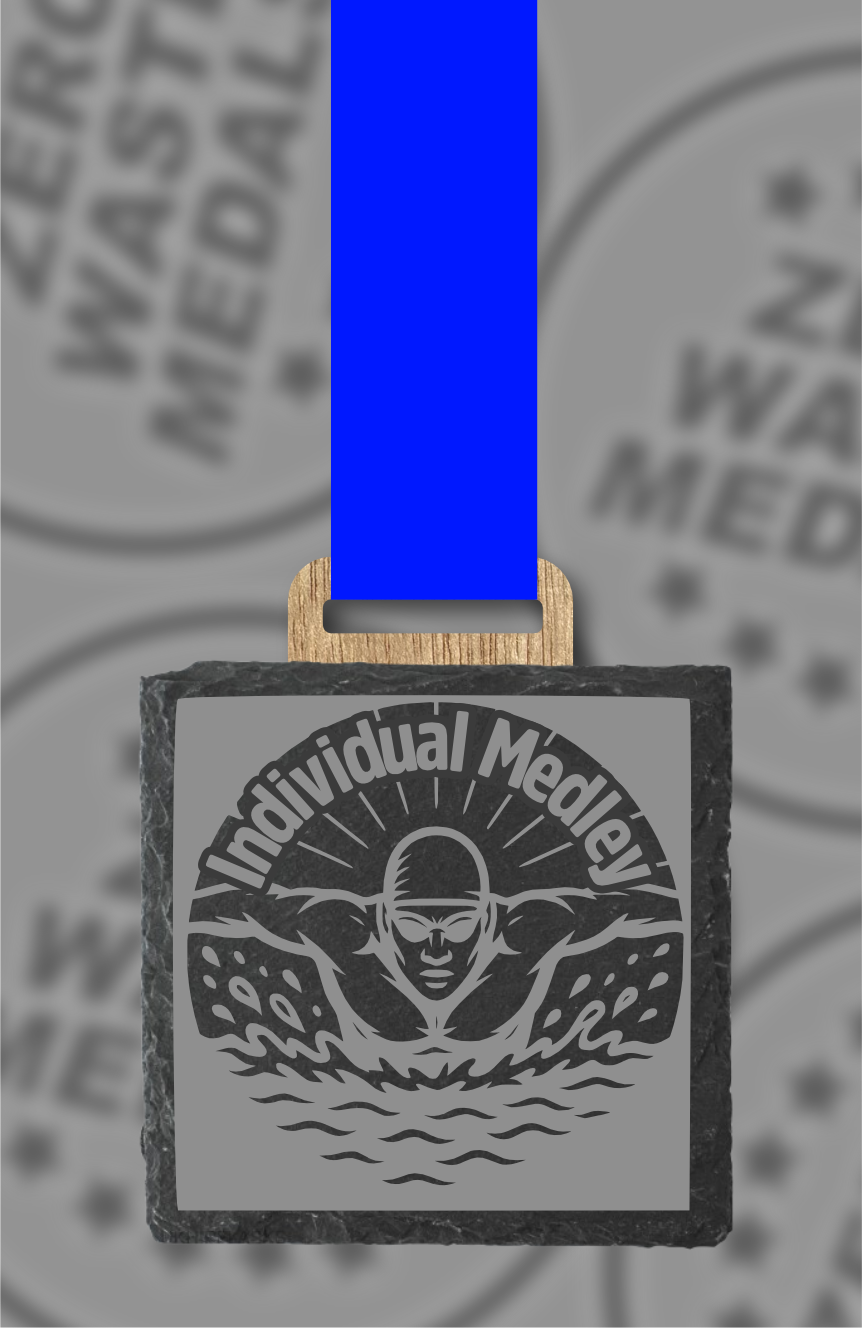 Slate Engraved Individual Medley Medal – 75mm Sustainable Design, Made in the UK