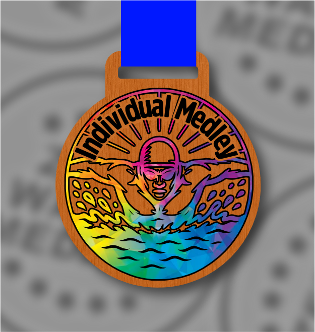 Wooden Colour Individual Medley Medal – 65mm Sustainable Design, Made in the UK