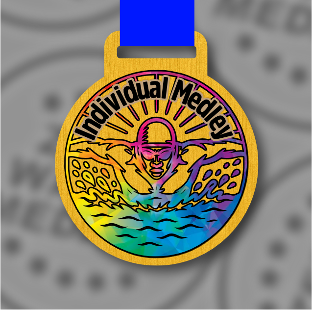 Wooden Colour Individual Medley Medal – 65mm Sustainable Design, Made in the UK