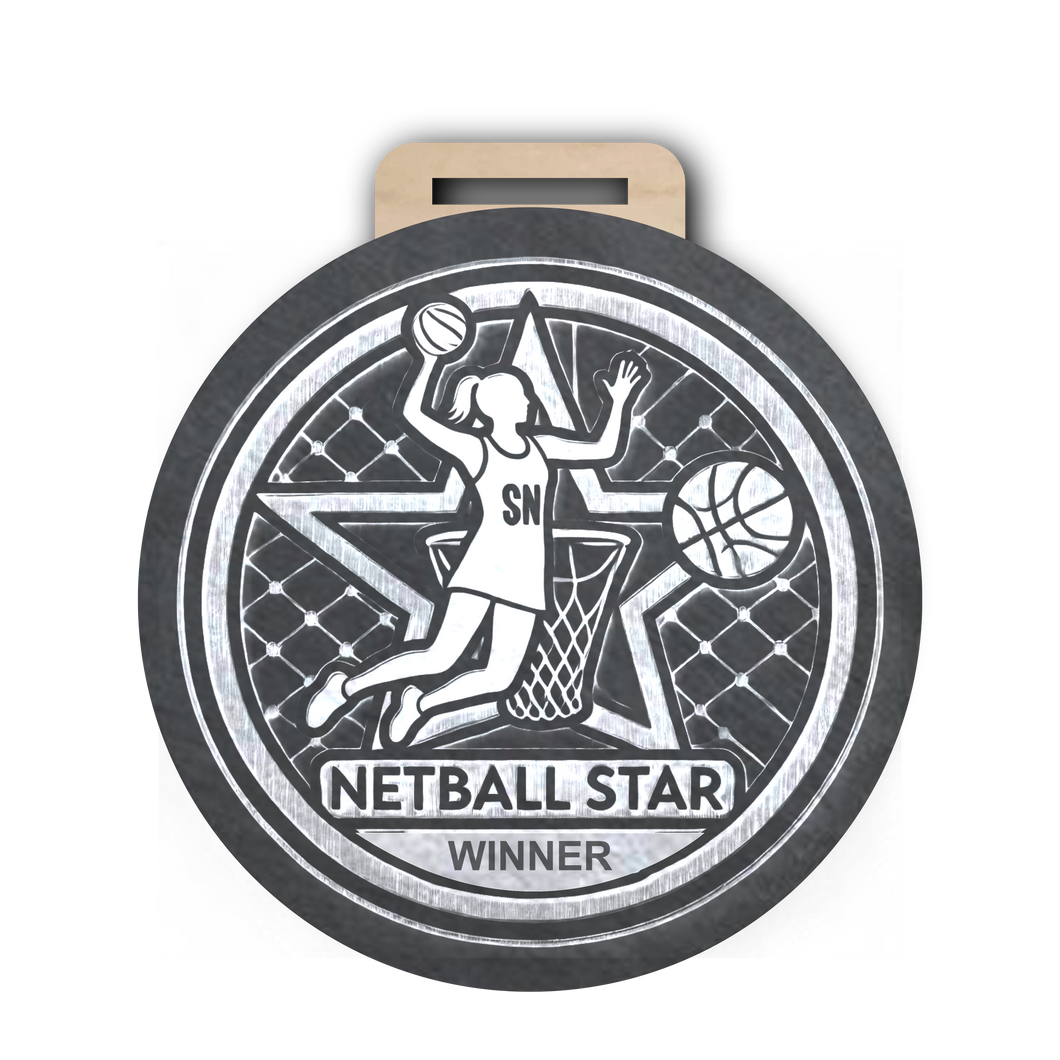 Netball Medal Type 2 Slate