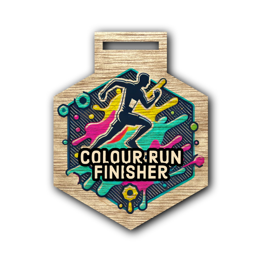 Colour Run Medal - Hexagon Splash Design