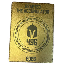 Load image into Gallery viewer, Image of gold painted slate trophy 
