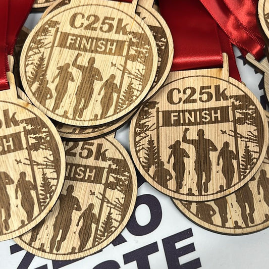 C25K Wooden Medal - Finish Line Design