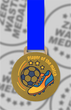 Load image into Gallery viewer, Gold Spray-Painted Colour Printed Slate Football Medals – Hexagon, Square &amp; Circle
