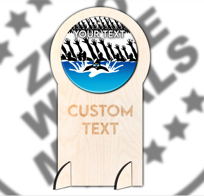 Wood and Ceramic Swimming Trophy Type 1