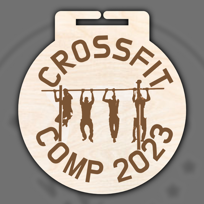 Engraved Wood Crossfit Medal