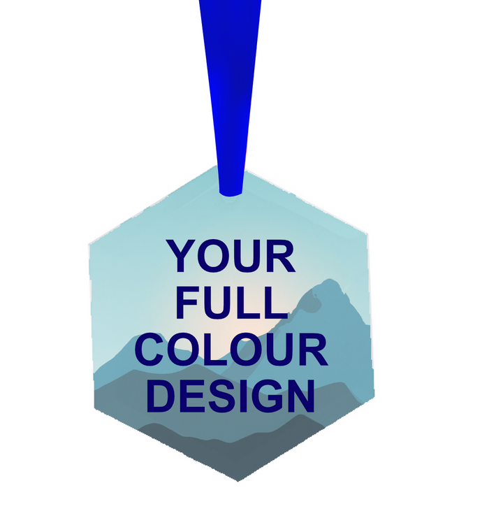 Hexagonal Full Colour Glass Medal