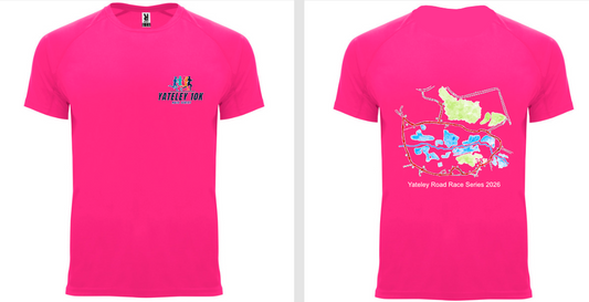 Yateley 10K 2026 Official Uni-Sex Pink Technical T-Shirt 🌳