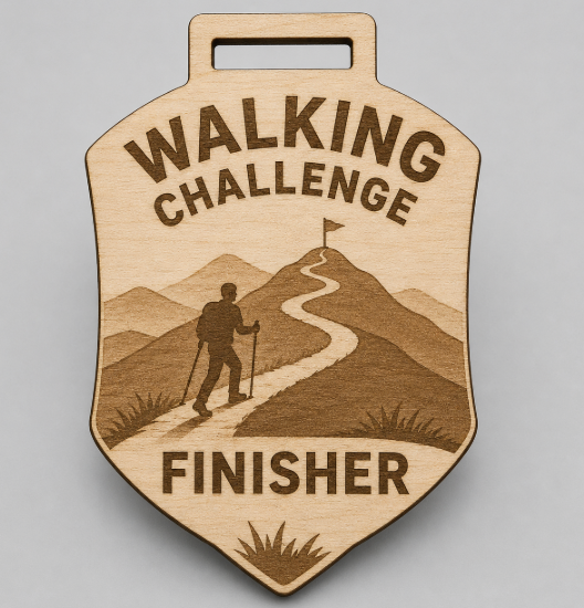 Walking Medal - Engraved Hilly Flag Design