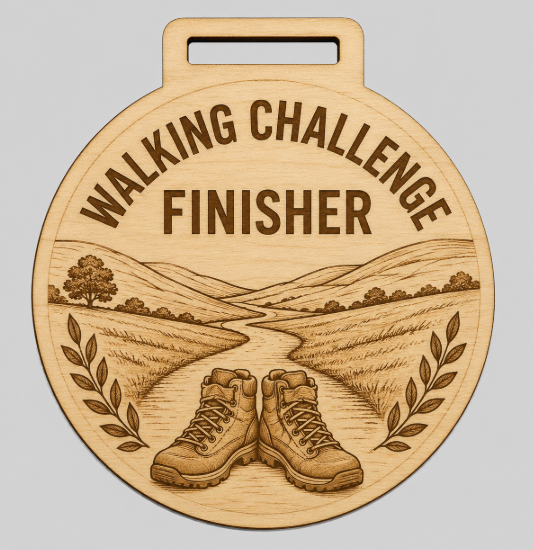 Walking Medal - Engraved River Boot Design