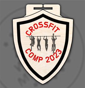 Sublimated Shield Wood Crossfit Medal