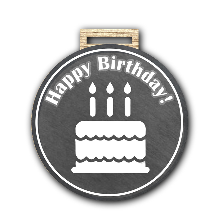 Cake Birthday Medal 10cm Slate