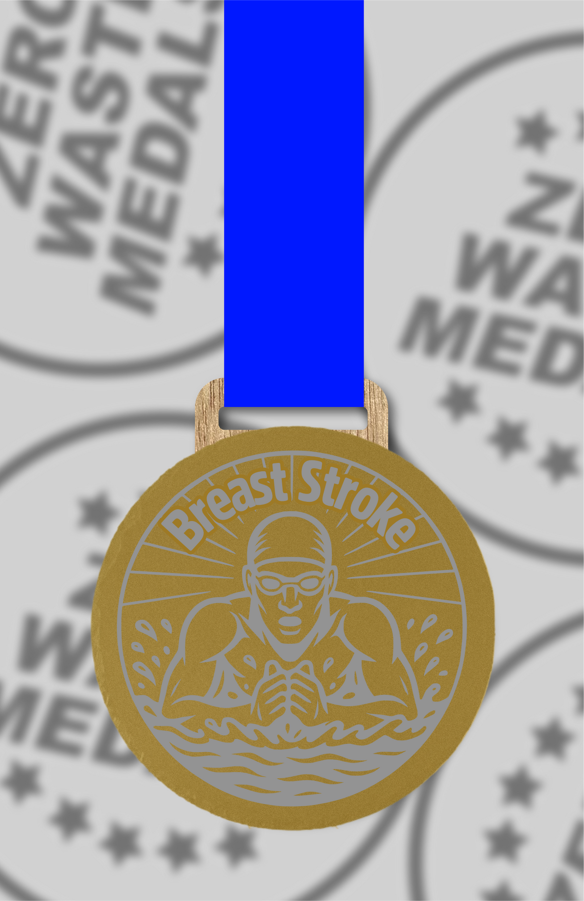 Slate Engraved Individual Breaststroke Swimming Medal – 75mm Sustainable Design, Made in the UK