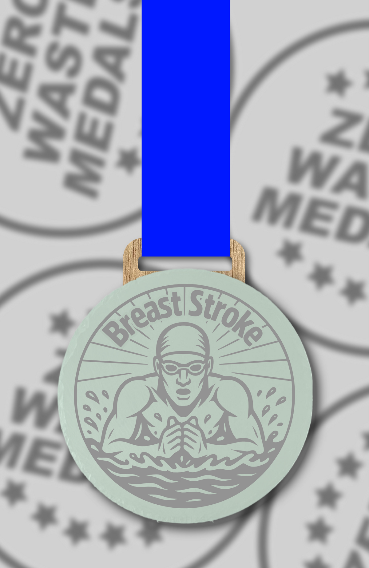 Slate Engraved Individual Breaststroke Swimming Medal – 75mm Sustainable Design, Made in the UK