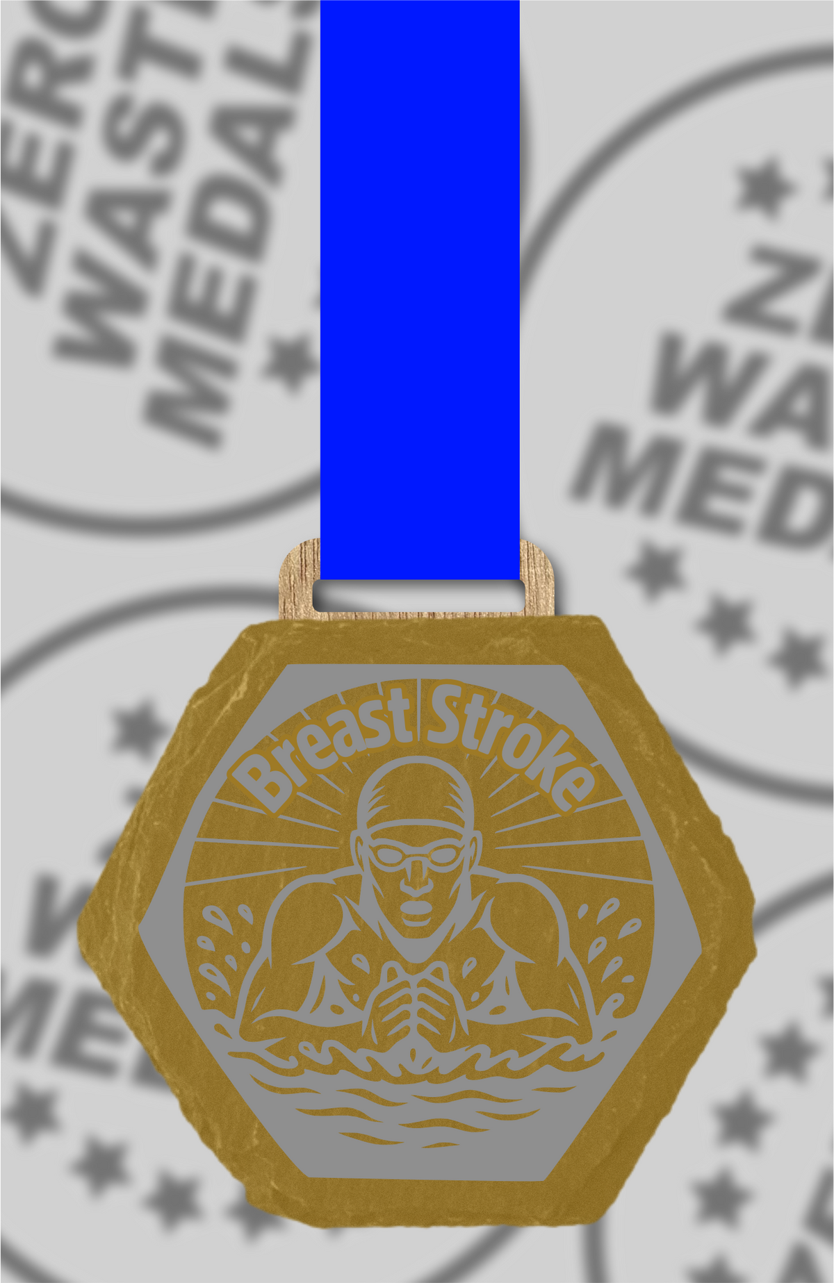 Slate Engraved Individual Breaststroke Swimming Medal – 75mm Sustainable Design, Made in the UK