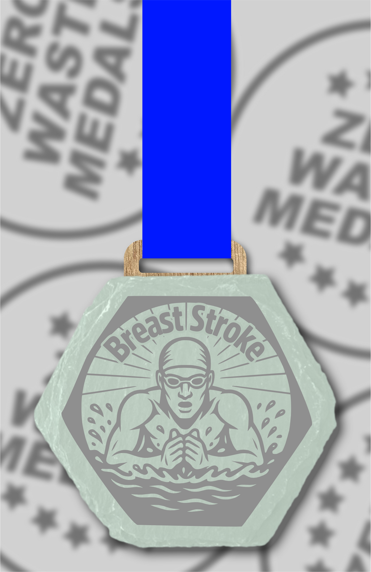 Slate Engraved Individual Breaststroke Swimming Medal – 75mm Sustainable Design, Made in the UK