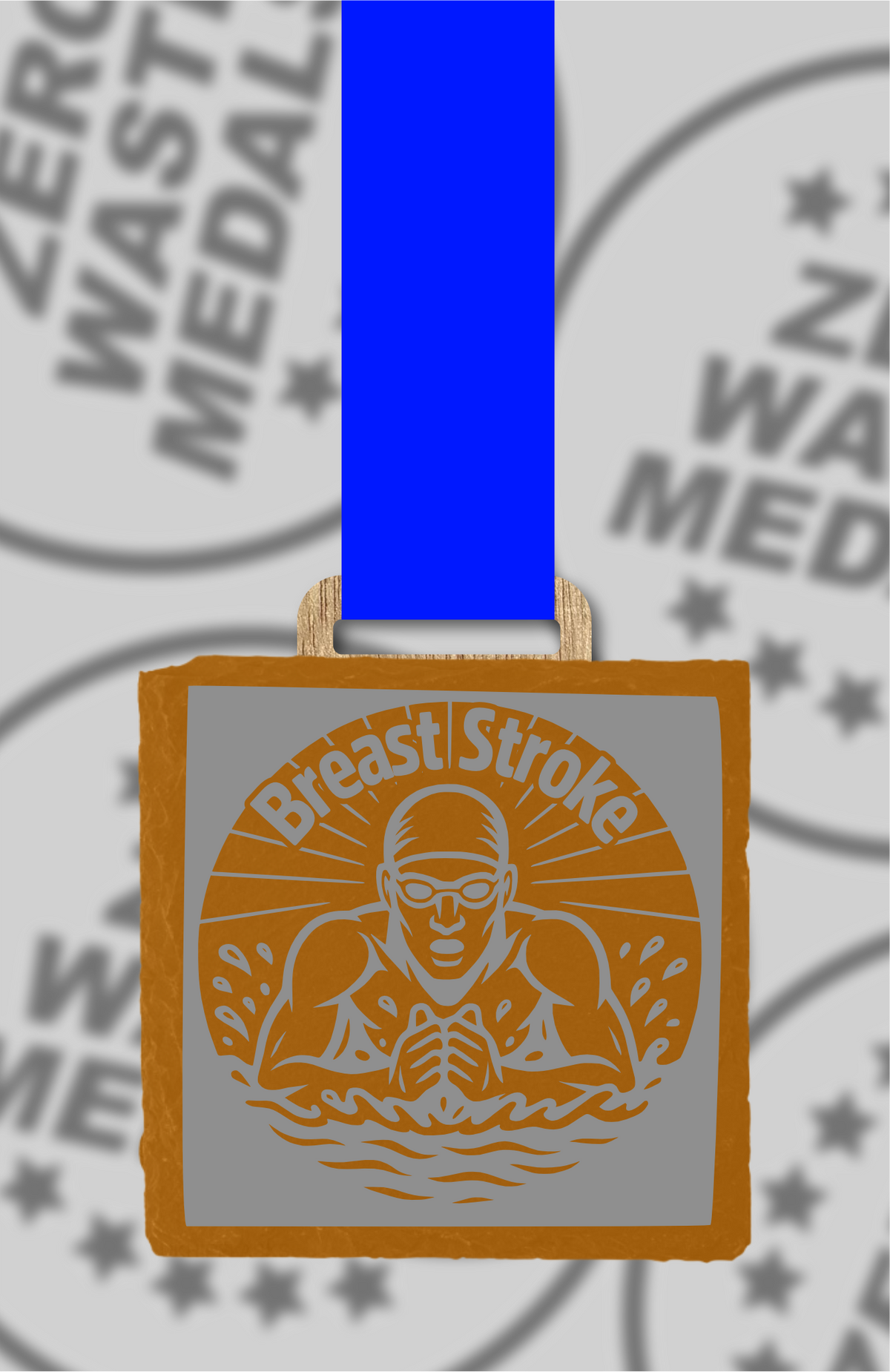Slate Engraved Individual Breaststroke Swimming Medal – 75mm Sustainable Design, Made in the UK