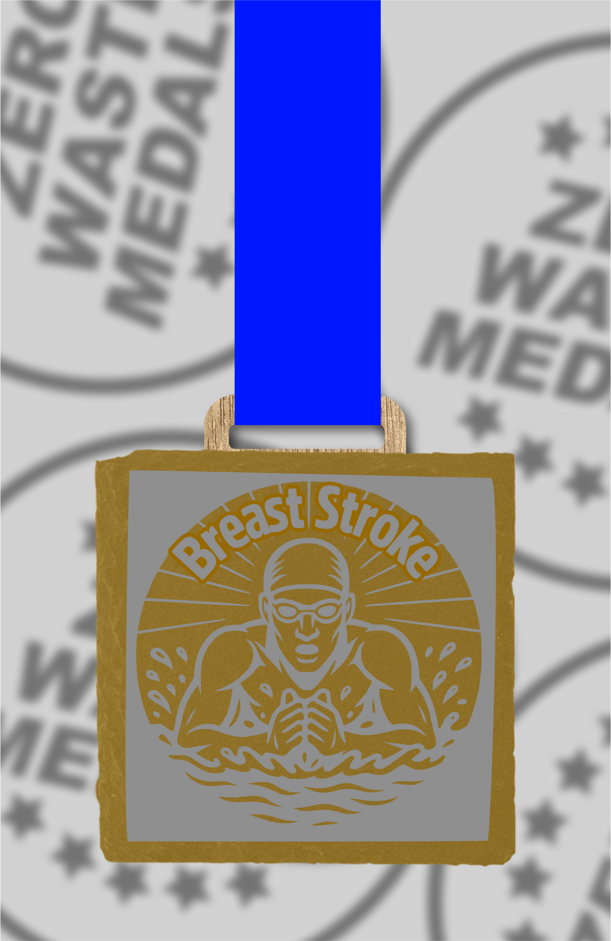 Slate Engraved Individual Breaststroke Swimming Medal – 75mm Sustainable Design, Made in the UK