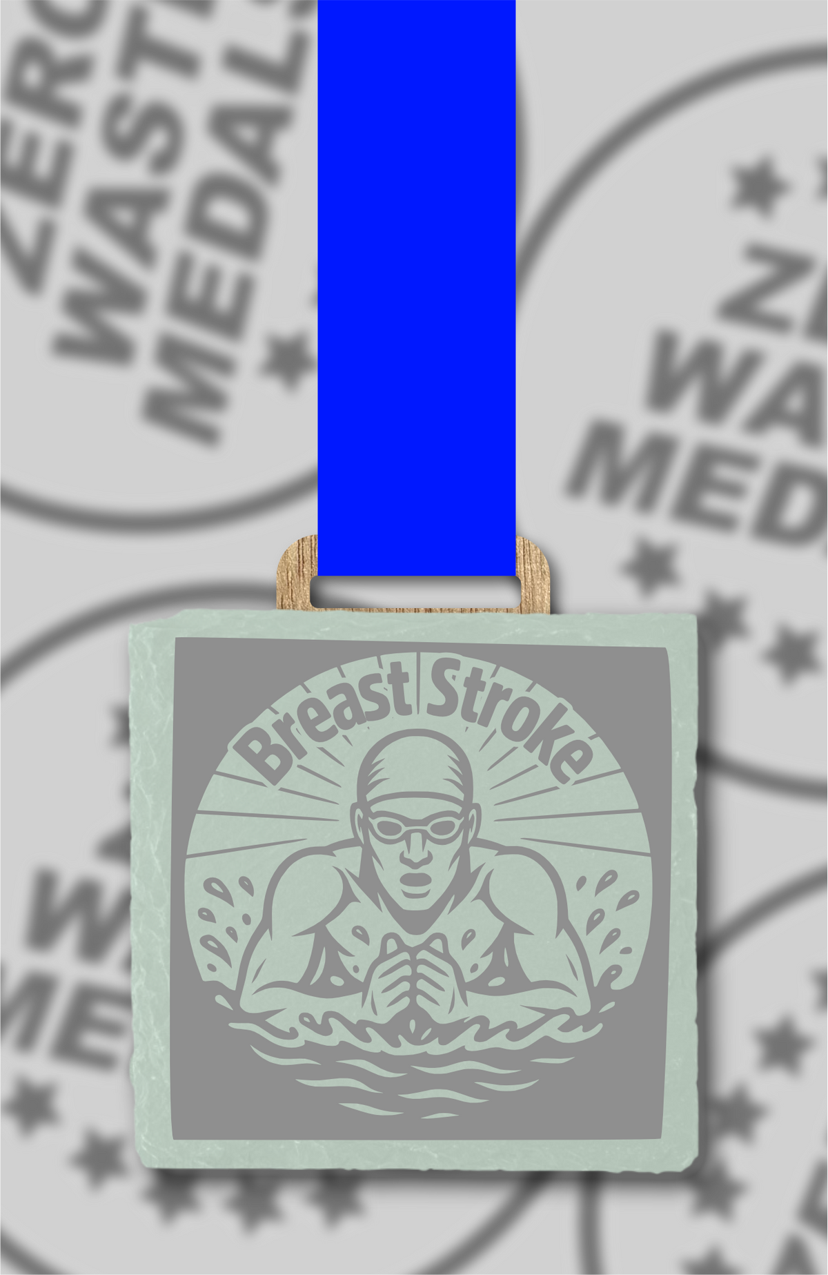 Slate Engraved Individual Breaststroke Swimming Medal – 75mm Sustainable Design, Made in the UK
