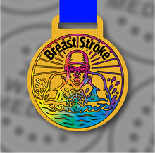 Load image into Gallery viewer, Wooden Colour Breaststroke Medal – 65mm Sustainable Design, Made in the UK
