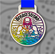 Load image into Gallery viewer, Wooden Colour Breaststroke Medal – 65mm Sustainable Design, Made in the UK
