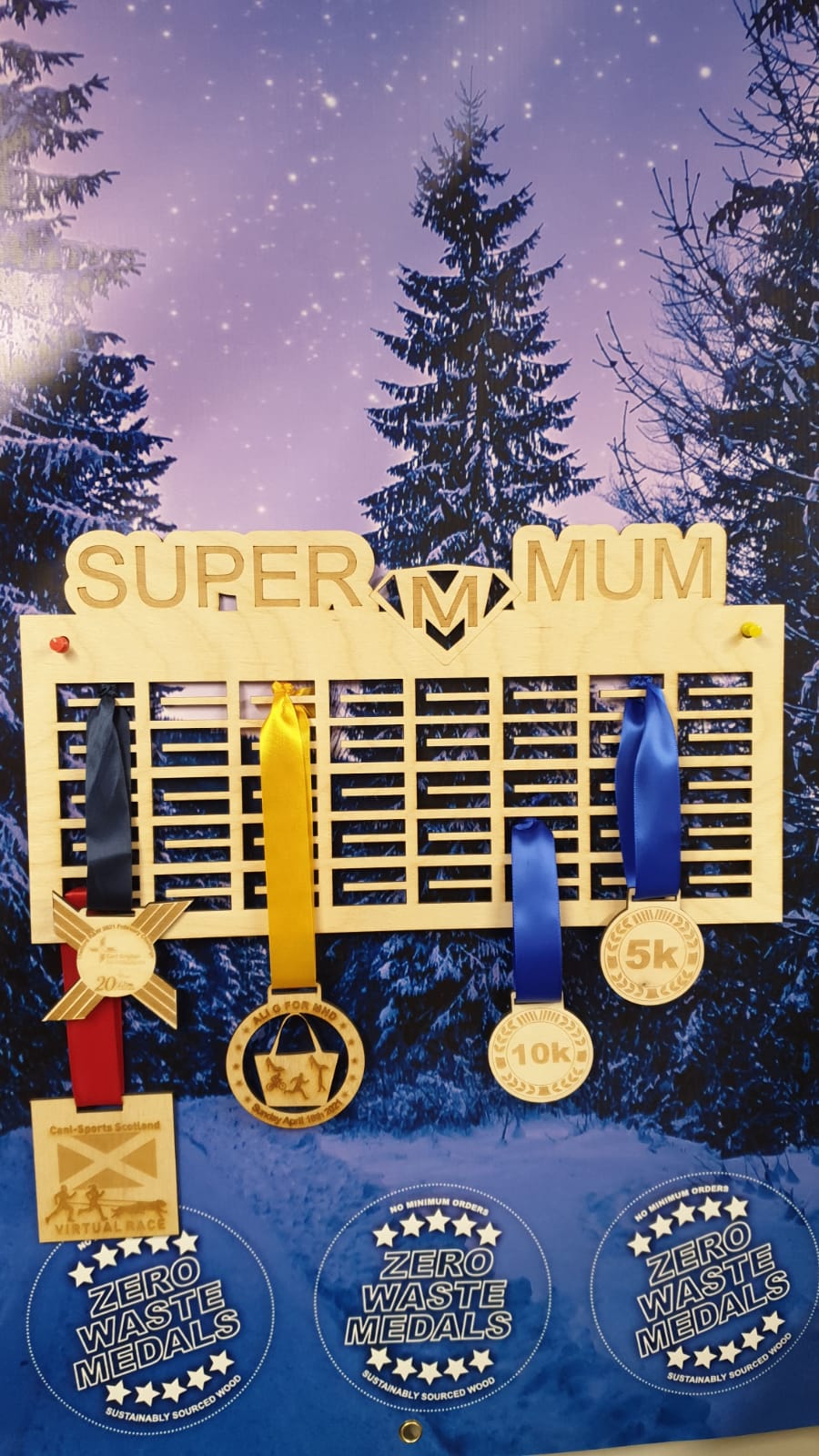 Super Mum medal hangar